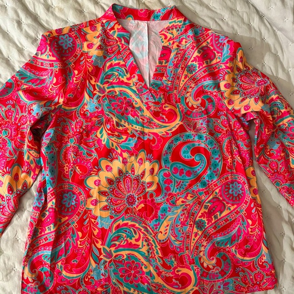 SHEIN Tops - Women’s V-neck Chinese collar multicolor blouse size small from Shein